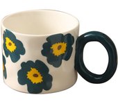 Taza de cerámica de flores de gran capacidad de 420 ml, taza de avena de leche de desayuno coreano, taza de café para el hogar