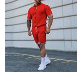 FCMM Primavera y verano la tendencia de los hombres de solapa de color sólido chaqueta de punto casual de manga corta traje cort