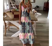 Vestido largo verano para mujer, vestidos informales sin mangas con estampado de moda