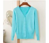 Korean Knitted Peak Neck, Women's Long Sleeve Cardigan with Loose Buttons, Thin Coat ZY3603, Spring 2020
