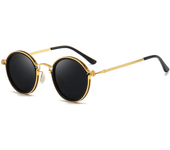 Gafas de sol Retro con montura redonda para hombre y mujer, lentes de sol clásicas de Metal, góticas, Steampunk, estilo de negocios Vintage, sombra Uv400