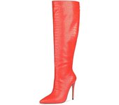 2021 New Plus Snake Leather Solid Color Long Double Knee Boots Women's Shoes