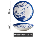 Plato de salsa de postre de cerámica de estilo japonés, vajilla creativa con bonito dibujo de gato de la suerte, platos de Sushi de fruta con forma de gota de agua
