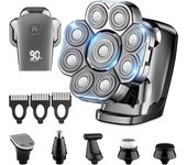 9D Electric Head Shaver for Bald Men, Waterproof Wet and Dry Detachable Head Shavers, Upgraded 6 in 1 Bald Head Shavers for Men with Nose Hair Trimme