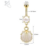 ZS 1 PC Cute Shell Pendant Belly Button Ring Moonstone Drop Belly Rings 14G Stainless Steel Summer Flower Navel Piercing Jewelry