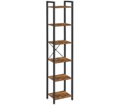 Estantería Alta de 6 Niveles, Librería con Marco de Acero, para Salón, Dormitorio, Oficina, Estudio,Estilo Industrial