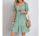 Verano Vestidos de Mujer Suelta Casual Manga Corta Túnica Cintura Fluye Vestidos