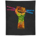 Drum Musiccian Drumstick Drummer 3d HD Print Wall Art Hanging Tapestry Fashion Home Art Kitchen Living Room Bedroom Decorations, All-Season,