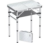Anbte Plegable Camping 60x40x25.4/49/67cm Ajustable Altura Mesas  Acampada Portátil Playa Aluminio Impermeable Negro para Terraza Playa Exterior BBQ