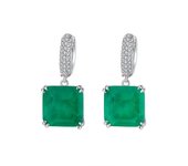 CWWZircons Classic Shiny Square Green Cubic Zircon Women Engagement Trendy Endless Huggie Drop Earring Female Jewelry Gift CZ341