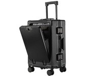 maleta de cabina Equipado con un Gabinete de computadora portátil con marco de aluminio en el estante de la taza USB abierta delantera, caja de transporte vie con contraseña de 20 / 24 pulgadas maletas de viajes cabina