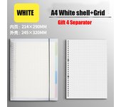 Archivador A4,cuaderno a4,60 hojas sueltas extraíbles, líneas, blanco, cuadrícula y puntos