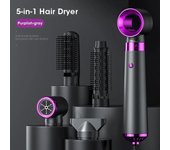 Secador de pelo multifunción 5 en 1, peine de aire caliente, rizador automático, peine de pelo liso, herramienta de estilo de salón, secado rápido
