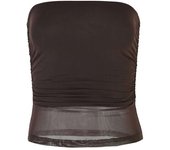 Combhasaki - Women's strapless top, short tube vest with pleats and backless, solid color, transparent, odorless, summer