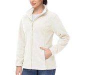 TACVASEN Winter Flannel Jackets Womens Full Zip Up Warm Fleece Coat Zipper Pocket Casual Jacket Streetwear Outwear Female