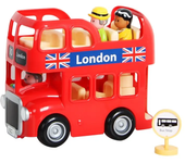 Autobús de Londres, autobús turístico de dos pisos para niños, coche educativo de juguete, coche rojo con luz y sonido