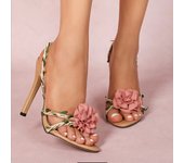 Dreamy, round head, pastoral, European and American, , flowers, vines, women's shoes, sandals, PU