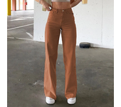 Women's straight leg jeans, zippered high waisted pants, ankle length, loose pockets