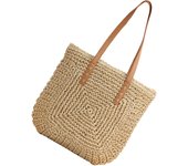 French Tote Bag Women Satchel Bag Large Hand-woven Square Tote Purse for Christmas Birthday Beach Holiday