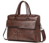 Maletín De Cuero Sintético Para Hombre, Bolso De Hombro De Alta Calidad, Para Oficina, Portátil De 14 Pulgadas, 2023
