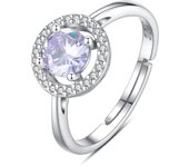 Eudora 100% 925 Sterling Silver Birthstone Adjustable Ring January to December Opened Ring Birthday Gift for Girl Couples Friend