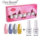 Clou Beaute 8ml Gift Set Kit UV LED Gel Varnish Soak Off Nail Art Gel Nail Polish Pure Nail Color Base Coat No Wipe Top Coat