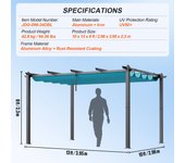 SucceBuy 10'x13' Outdoor Retractable Pergola with Canopy, Aluminum Build, Modern Sun Shade for Patios, Gardens, Decks & Backyards - Gray