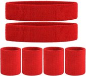 Sweatband Set Sports Headband Wristband Set (6PCS) Terry Cloth Moisture Wicking