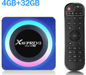 X88 PRO 13 8K Android 13 TV Box with RK3528 Quad-Core, Dual WIFI6, 4GB RAM, 32GB/64GB Storage, RGB Light Set Top Box, 2GB RAM, 16GB Media Player
