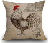 Funda de almohada estilo retro beige gallina gallina casa de granja funda de cojín 18 x 18 pulgadas funda de almohada cuadrada de lino para sala de estar, sofá, cama, funda de almohada 45 cm