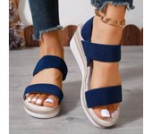 Women's Solid Color Stylish Sandals, Ankle Strap Platform Slip On Vacation Shoes, Slingback Wedge Beach Shoes
