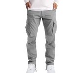 Pantalones Cargo para Hombre con Cintura Elástica y Bolsillo con Solapa, Pantalones Casuales Rectos