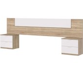 Cabezal + Dos Mesitas de Noche, Cabecero y Mesitas, Medidas: 247 cm (Ancho) x 50 cm (Alto) x 38 cm (Fondo)