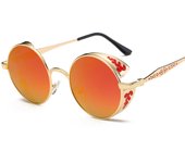 Gafas de sol polarizadas para mujer redondas de vapor punk, gafas de sol coloridas con montura grande y cara recortada