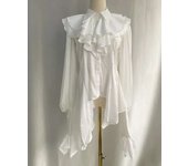Lolita Style Japanese Blouses for Women 2025 Blusas Mujer De Moad Slim Fit Flare Sleeve White Shirts Goth Irregular Blouse Tops