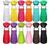 Children Chef Apron Front Pocket Bib Apron Kitchen Craft Kids Apron Painting Cooking Baby Boys Girls Pinafore Hat Sets