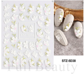 1Pcs Sakura Stickers For Nails 5D Embossed Spring Cherry Blossom Tulip Peony Flowers Petals Sliders Manicure Decoration