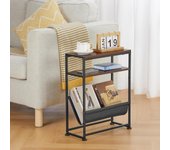 Mesa auxiliar estrecha para espacios pequeños, mesa auxiliar delgada con soporte para revistas, diseño 2 en 1, mesa de café estrecha, sala de estar, mesita de noche delgada para dormitorio,