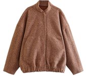 TRAFZA 2023 Women's Elegant Solid Coat Button Long Sleeve Pocket Bomber Jacket Female Spring Casual Loose Streetwear Coats