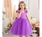 Vestido de princesa para niñas de 2 a 10 años, vestido de boda con lazo grande de tul de verano, disfraz de actuación de Piano, disfraz de presentador, ropa para niños