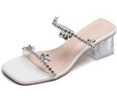 2024 Summer New Block Women's Lace Pearl Mid Heel 5CM Sandals Girls