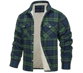 2025Chaqueta de lana a cuadros para hombre, abrigo informal de algodón suelto, forro grueso de franela, ropa de exterior cálida, abrigo de trabajo, S-5XL de otoño e invierno