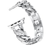 22mm Quick Release Diamond Denim Chain Metal Watch Strap Compatible with Apple Samsung Huawei Xiaomi iwatch S9/8/7/6/5/4