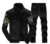 Primavera y otoño Bordado Ropa deportiva Traje de hombre Chaqueta informal Suéter superior con cuello alto Mangas largas