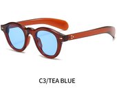 gafas de sol ovaladas redondas Vintage para mujer y hombre, lentes de sol de diseñador de marca de lujo, estilo Punk y Rosa, con remaches