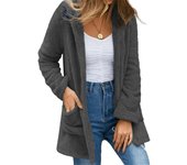 Chaqueta cárdigan de mujer otoño/invierno cárdigan de vellón de color liso con bolsillos