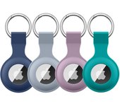 4 Pack AirTag Holder for AirTag, Anti-Scratch Silicone Protective Case Keychain Accessories for Wallet, Dog Collar, Luggage, Key Finder Tracker (Navy Blue+Grey Blue+Purple+Blackish Green)