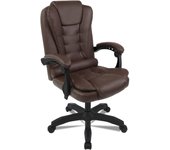 Silla de Oficina Director cómodo con Ruedas ergonómico reclinable Piel sintética Acolchado y Giratorio. para Escritorio Oficina Grande Elegante. Ejecutiva. Estudio o Videojuego.