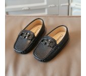 Boys Leather Shoes Kids Casual Flats Slip-on Loafers Moccasins Square Toes with Metal Buckle Fashion Classic Soft Party Shoes