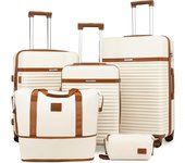 Joyway Juego de Maletas, 5 Piezas Set Trolley de Viaje en ABS, Ligero Duradero y Gran Espacio, Rodillo de 360°, Cerradura TSA Incluidas 1 Neceser y 1 Bolsa